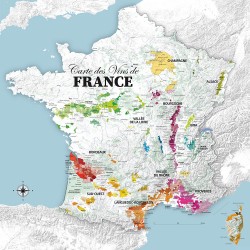 Carte des Vins de France - carrée avec Corse