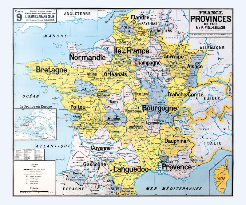 Carte Vidal Lablache 9 - FRANCE PROVINCES EN 1789 - 120 x 100 cm (reproduction ancienne carte scolaire) Carte Vidal Lablache 9 - FRANCE PROVINCES EN 1789 - 120 x 100 cm (reproduction ancienne carte scolaire)
