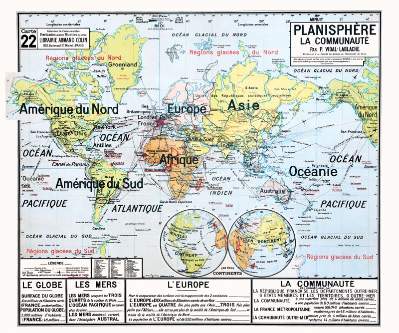 Carte Vidal Lablache 22 - PLANISPHERE LA COMMUNAUTE - 120 x 100 cm (reproduction ancienne carte scolaire) Carte Vidal Lablache 22 - PLANISPHERE LA COMMUNAUTE - 120 x 100 cm (reproduction ancienne carte scolaire)