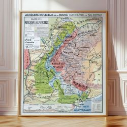 Carte Paul Kaeppelin 4 - REGION ALPESTRE - VILLES - 100 x 120 cm (reproduction ancienne carte scolaire)