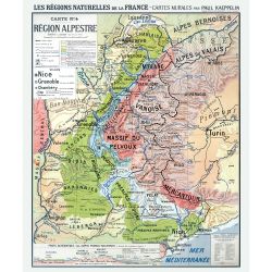 Carte Paul Kaeppelin 4 - REGION ALPESTRE - VILLES - 100 x 120 cm (reproduction ancienne carte scolaire)