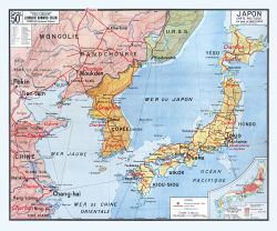 Carte Vidal Lablache 50 BIS - JAPON POLITIQUE - 120 x 100 cm (reproduction ancienne carte scolaire)