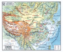 Carte Vidal Lablache 52 - CHINE PHYSIQUE - 120 x 100 cm (reproduction ancienne carte scolaire)