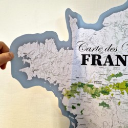 Carte des Vins de France - 120 cm de large - Sticker Mural (forme de l'hexagone)