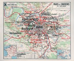 Carte Vidal Lablache 24 BIS - PARIS ET ENVIRONS - 120 x 100 cm (reproduction ancienne carte scolaire)