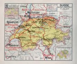 Carte Vidal Lablache 26 BIS - SUISSE - POLITIQUE ET INDUSTRIELLE - 120 x 100 cm (reproduction ancienne carte scolaire)