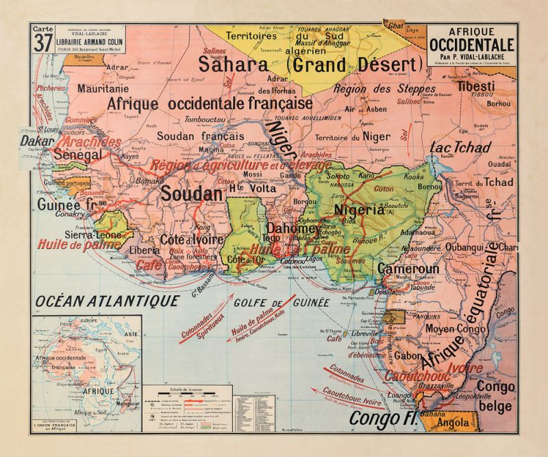 Carte Vidal Lablache 37 - AFRIQUE OCCIDENTALE - 120 x 100 cm (reproduction ancienne carte scolaire) Carte Vidal Lablache 37 - AFRIQUE OCCIDENTALE - 120 x 100 cm (reproduction ancienne carte scolaire)