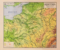 Carte Vidal Lablache 61 - BASSIN DE PARIS - PHYSIQUE - 120 x 100 cm (reproduction ancienne carte scolaire)