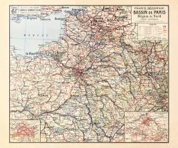 Carte Vidal Lablache 61 BIS - BASSIN DE PARIS - POLITIQUE - 120 x 100 cm (reproduction ancienne carte scolaire)
