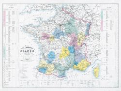 Carte VINICOLE et HYDROGRAPHIQUE de la FRANCE - 120 x 90 cm (reproduction ancienne carte scolaire)