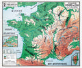 Carte Vidal Lablache 2 - FRANCE COURS D'EAU - 120 x 100 cm (reproduction ancienne carte scolaire)