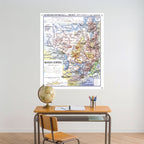 Carte Paul Kaeppelin 2 - MASSIF CENTRAL - VILLES - 100 x 120 cm (reproduction ancienne carte scolaire)