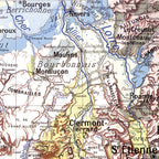 Carte Paul Kaeppelin 2 - MASSIF CENTRAL - VILLES - 100 x 120 cm (reproduction ancienne carte scolaire)