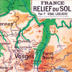 Carte Vidal Lablache 3 - FRANCE RELIEF DU SOL - 120 x 100 cm (reproduction ancienne carte scolaire)