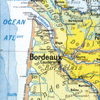 Carte Paul Kaeppelin 3 - PYRENEES ET BASSIN D'AQUITAINE - VILLES - 100 x 120 cm (reproduction ancienne carte scolaire)