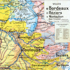 Carte Paul Kaeppelin 3 - PYRENEES ET BASSIN D'AQUITAINE - VILLES - 100 x 120 cm (reproduction ancienne carte scolaire)
