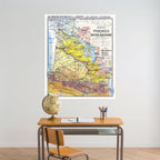 Carte Paul Kaeppelin 3 - PYRENEES ET BASSIN D'AQUITAINE - VILLES - 100 x 120 cm (reproduction ancienne carte scolaire)