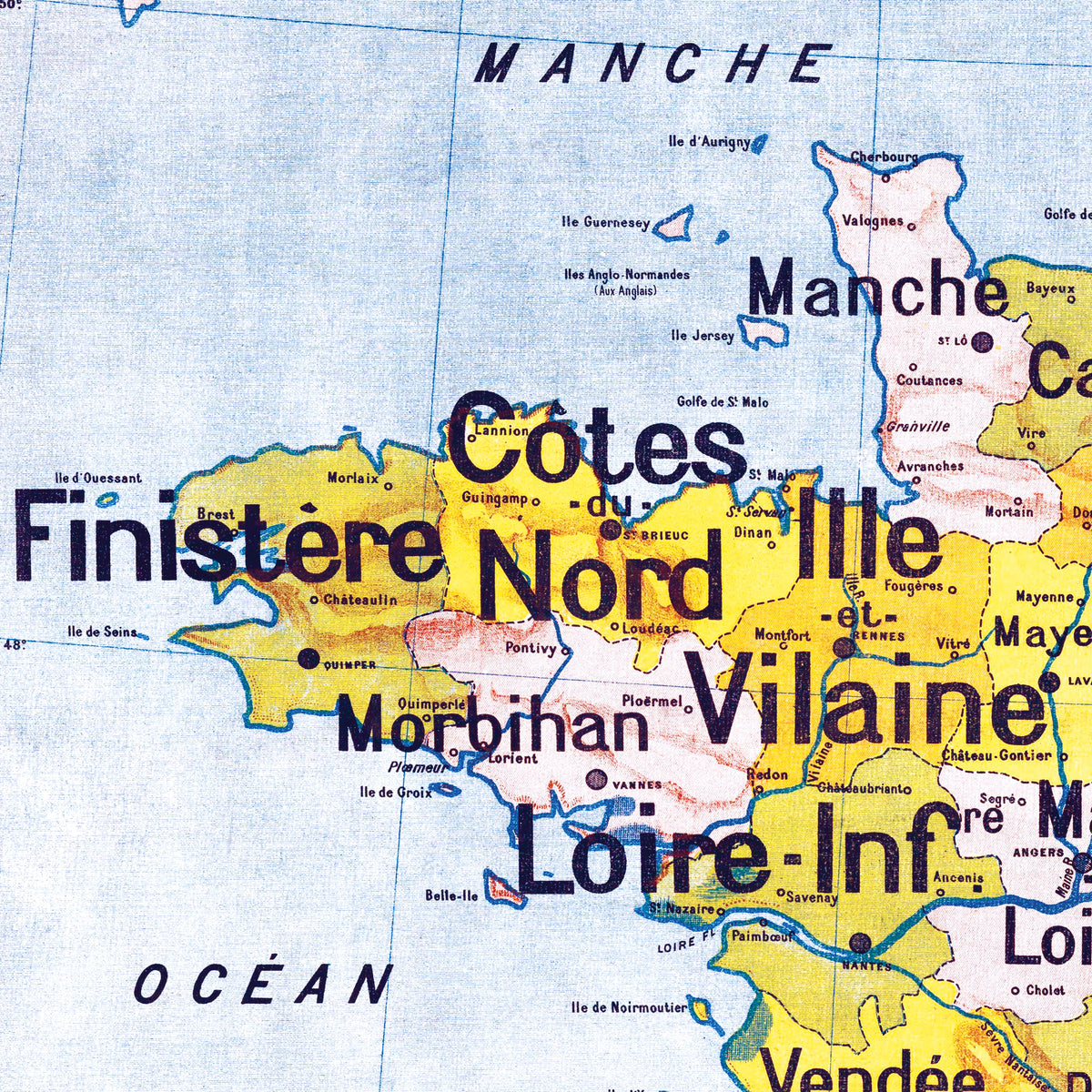 Carte Vidal Lablache 4 - FRANCE DEPARTEMENTS - 120 x 100 cm (reproduction ancienne carte scolaire)