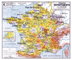 Carte Vidal Lablache 4 - FRANCE DEPARTEMENTS - 120 x 100 cm (reproduction ancienne carte scolaire)