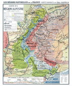 Carte Paul Kaeppelin 4 - REGION ALPESTRE - VILLES - 100 x 120 cm (reproduction ancienne carte scolaire)