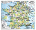 Carte Vidal Lablache 5 - FRANCE VILLES - 120 x 100 cm (reproduction ancienne carte scolaire)