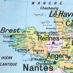 Carte Vidal Lablache 5 - FRANCE VILLES - 120 x 100 cm (reproduction ancienne carte scolaire)