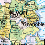 Carte Vidal Lablache 5 - FRANCE VILLES - 120 x 100 cm (reproduction ancienne carte scolaire)