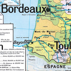 Carte Vidal Lablache 5 - FRANCE VILLES - 120 x 100 cm (reproduction ancienne carte scolaire)