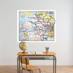 Carte Vidal Lablache 6 -  FRANCE CANAUX - 120 x 100 cm (reproduction ancienne carte scolaire)