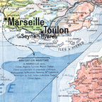 Carte Paul Kaeppelin 6 - MIDI MEDITERRANEEN ET CORSE - VILLES - 120 x 100 cm (reproduction ancienne carte scolaire)