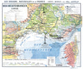 Carte Paul Kaeppelin 6 - MIDI MEDITERRANEEN ET CORSE - VILLES - 120 x 100 cm (reproduction ancienne carte scolaire)