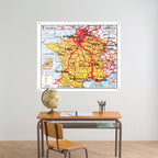 Carte Vidal Lablache 7 - FRANCE CHEMINS DE FER - 120 x 100 cm (reproduction ancienne carte scolaire)