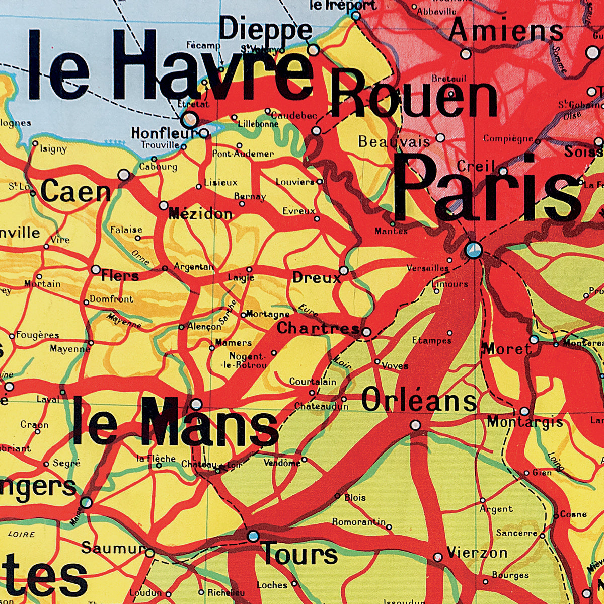 Carte Vidal Lablache 7 - FRANCE CHEMINS DE FER - 120 x 100 cm (reproduction ancienne carte scolaire)