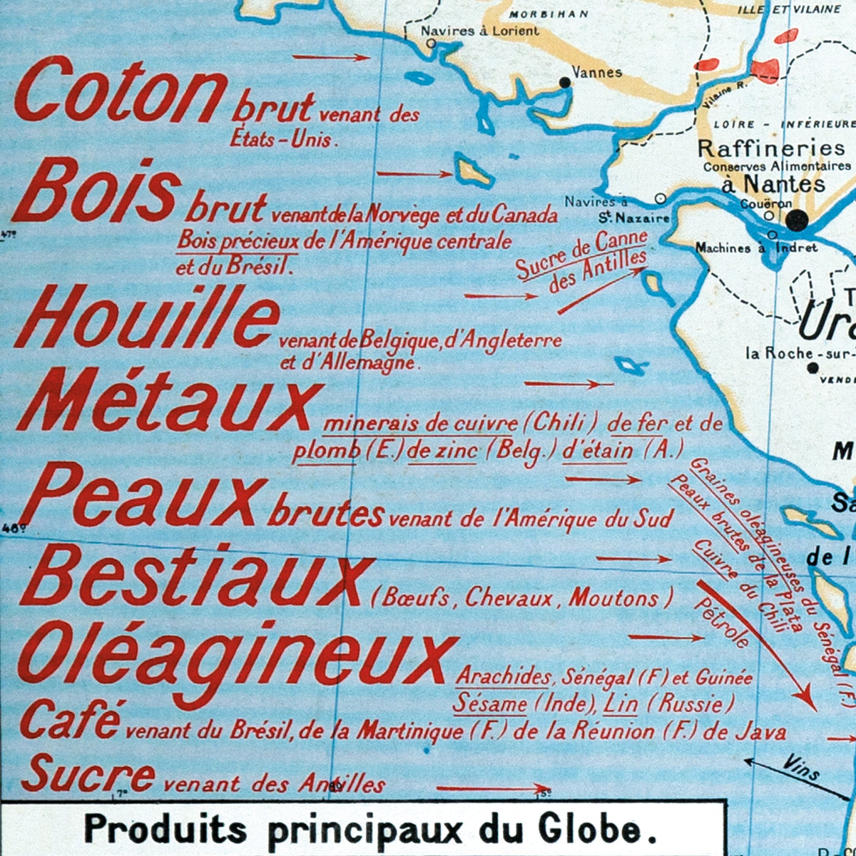 Carte Vidal Lablache 8 BIS - FRANCE INDUSTRIE ET COMMERCE - 120 x 100 cm (reproduction ancienne carte scolaire)