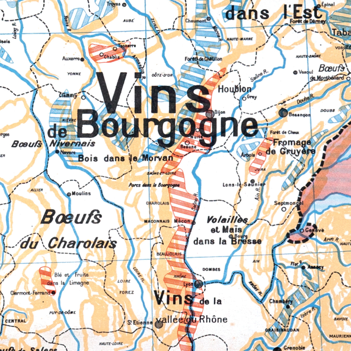 Carte Vidal Lablache 8 - FRANCE AGRICULTURE - 120 x 100 cm (reproduction ancienne carte scolaire)