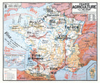 Carte Vidal Lablache 8 - FRANCE AGRICULTURE - 120 x 100 cm (reproduction ancienne carte scolaire)