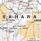 Carte Vidal Lablache 11 BIS - ALGERIE ET TUNISIE POLITIQUE - 120 x 100 cm (reproduction ancienne carte scolaire)