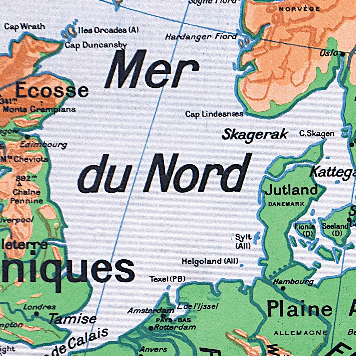 Carte Vidal Lablache 12 - EUROPE RELIEF DU SOL - 120 x 100 cm (reproduction ancienne carte scolaire)