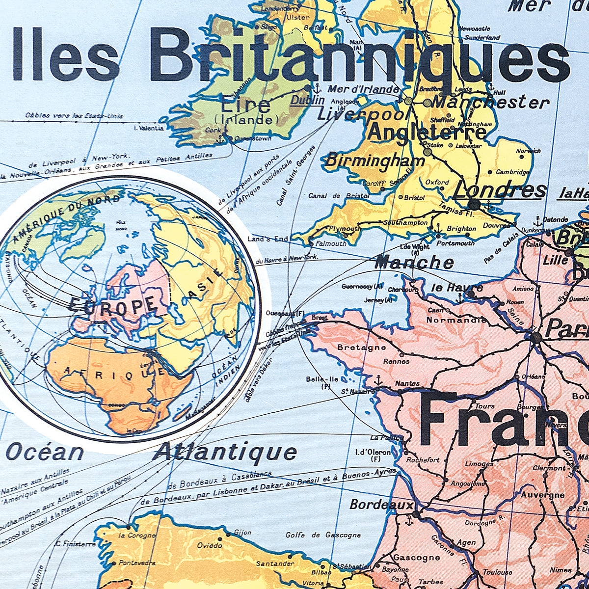 Carte Vidal Lablache 13 - EUROPE POLITIQUE - 120 x 100 cm (reproduction ancienne carte scolaire)