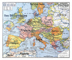 Carte Vidal Lablache 13 - EUROPE POLITIQUE - 120 x 100 cm (reproduction ancienne carte scolaire)