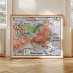 Carte Vidal Lablache 14 - ASIE PHYSIQUE - 120 x 100 cm (reproduction ancienne carte scolaire)