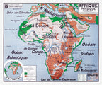 Carte Vidal Lablache 16 - AFRIQUE PHYSIQUE - 120 x 100 cm (reproduction ancienne carte scolaire)