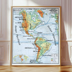 Carte Vidal Lablache 18 - CONTINENT AMERICAIN - PHYSIQUE - 100 x 120 cm (reproduction ancienne carte scolaire)