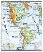 Carte Vidal Lablache 18 - CONTINENT AMERICAIN - PHYSIQUE - 100 x 120 cm (reproduction ancienne carte scolaire)