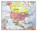 Carte Vidal Lablache 19 - AMERIQUE DU NORD - POLITIQUE - 120 x 100 cm (reproduction ancienne carte scolaire)