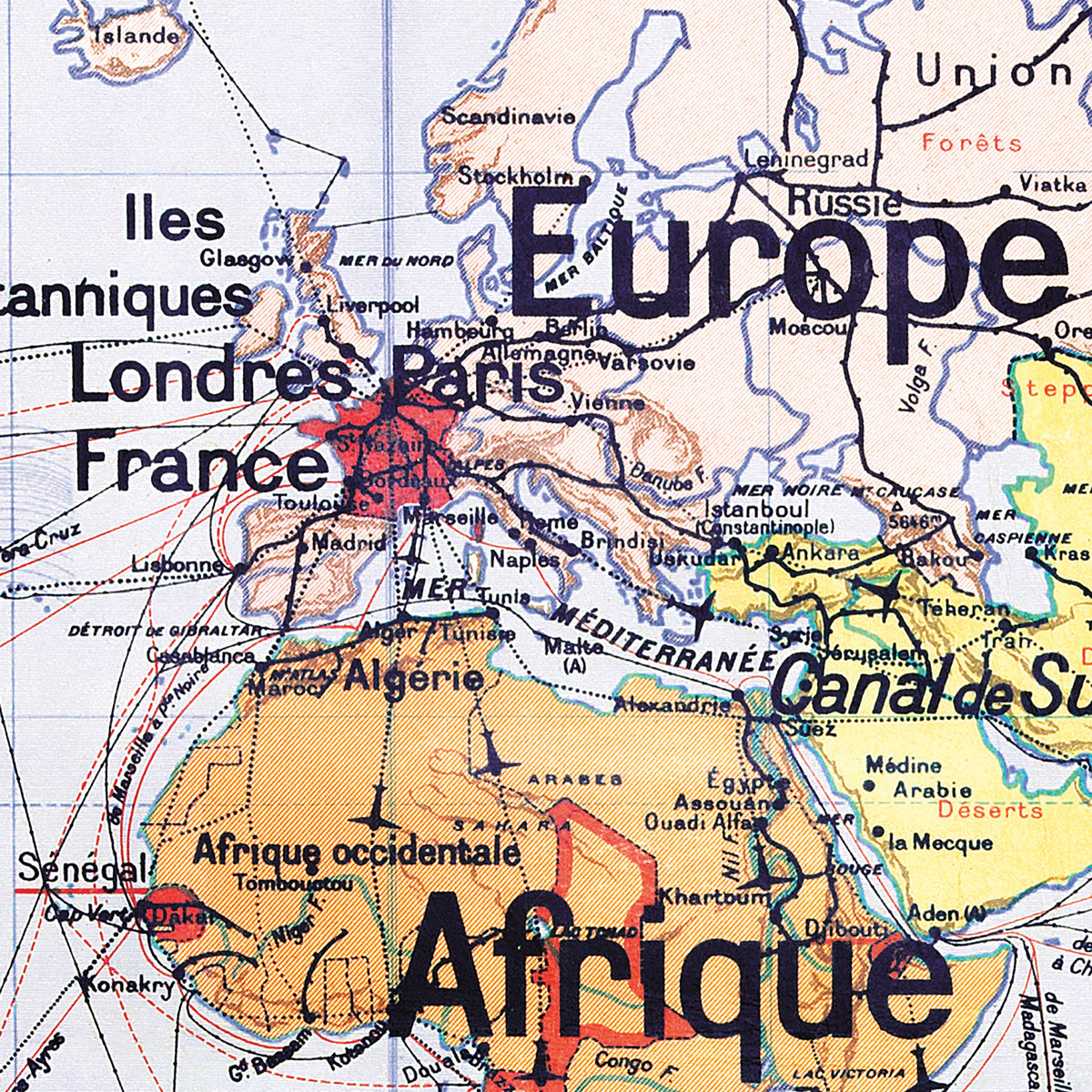 Carte Vidal Lablache 22 - PLANISPHERE LA COMMUNAUTE - 120 x 100 cm (reproduction ancienne carte scolaire)