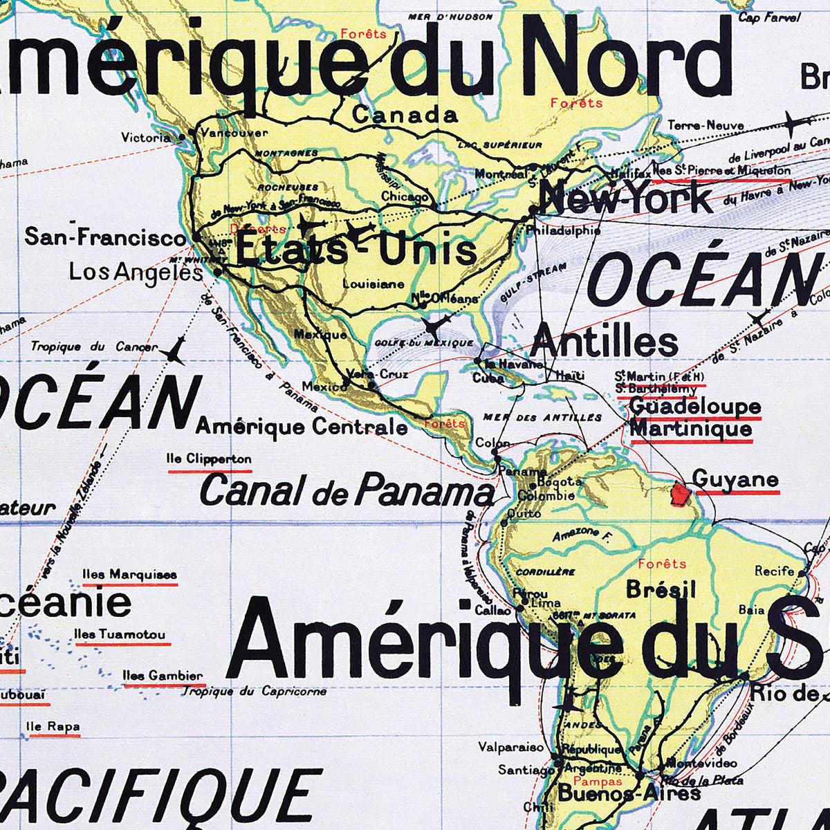Carte Vidal Lablache 22 - PLANISPHERE LA COMMUNAUTE - 120 x 100 cm (reproduction ancienne carte scolaire)