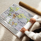 Carte Vidal Lablache 22 - PLANISPHERE LA COMMUNAUTE - 120 x 100 cm (reproduction ancienne carte scolaire)