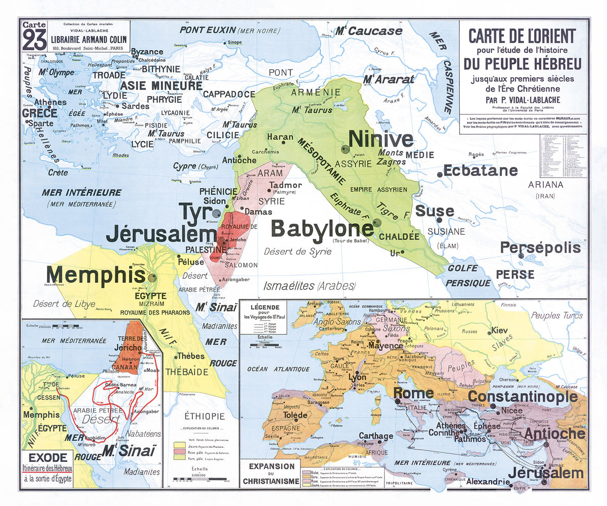 Carte Vidal Lablache 23 - CARTE DE L'ORIENT - 120 x 100 cm (reproduction ancienne carte scolaire)