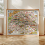Carte Vidal Lablache 24 - PARIS CAPITALE - 120 x 100 cm (reproduction ancienne carte scolaire)